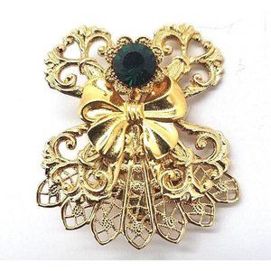 Jane Davis AOL 2000 Emerald Angels Of Love Brooch Pin